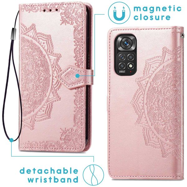 imoshion Etui de téléphone portefeuille Mandala Xiaomi Redmi Note 11 Pro - Rose Dorée