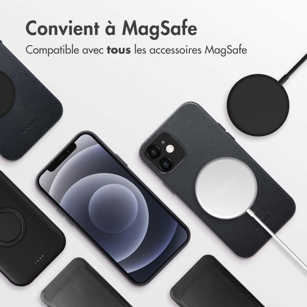 Accezz Coque arrière en cuir avec MagSafe Apple iPhone 12 (Pro) - Onyx Black