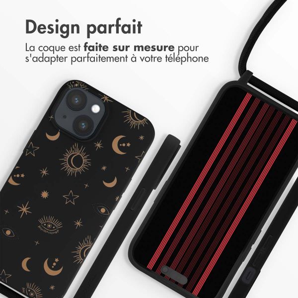 imoshion Coque design en silicone avec cordon Apple iPhone 15 - Sky Black