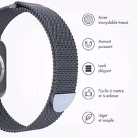 imoshion Bracelet magnétique milanais Apple Watch Series 1 - 9 / SE (38/40/41 mm) | Series 10 / 11 (42 mm) - Taille S - Gris foncé