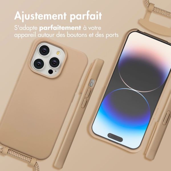 imoshion Coque arrière Color avec cordon amovible et MagSafe Apple iPhone 14 Pro - Nude