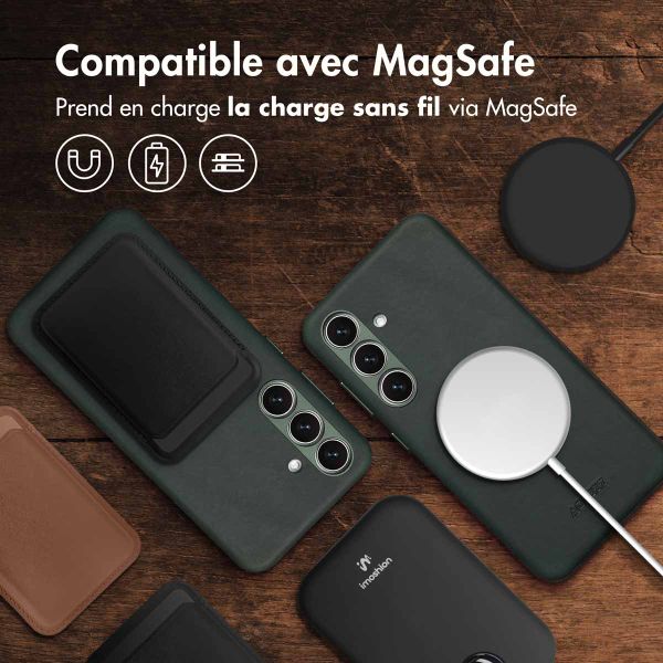 Accezz Coque MagSafe en cuir vintage Samsung Galaxy S24 / S25 - Smokey Green