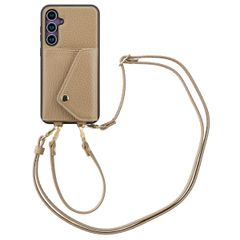 Selencia Coque à cordon avec porte-cartes enveloppe Sera Samsung Galaxy S23 FE - Beige