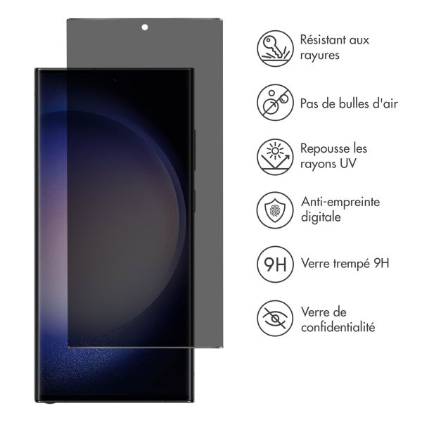 Accezz Protection d'écran en verre trempé Privacy Samsung Galaxy S23 Ultra