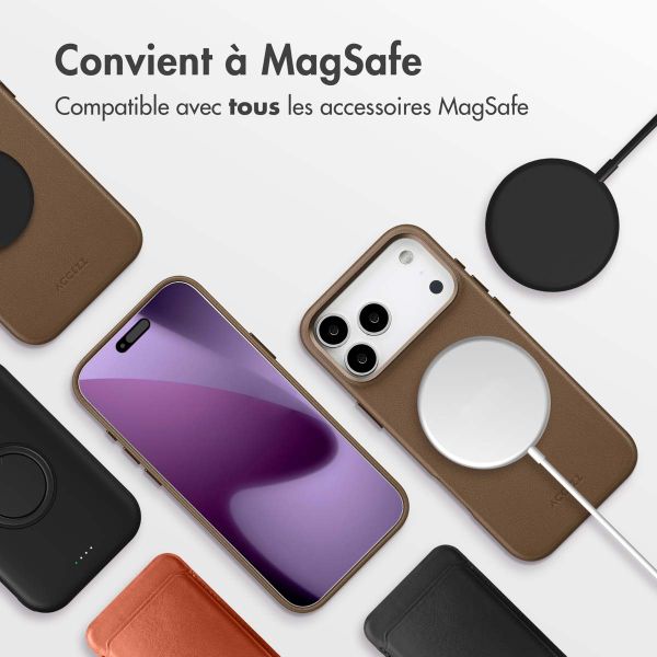 Accezz Coque arrière en cuir avec MagSafe Apple iPhone 17 Pro Max - Marron café