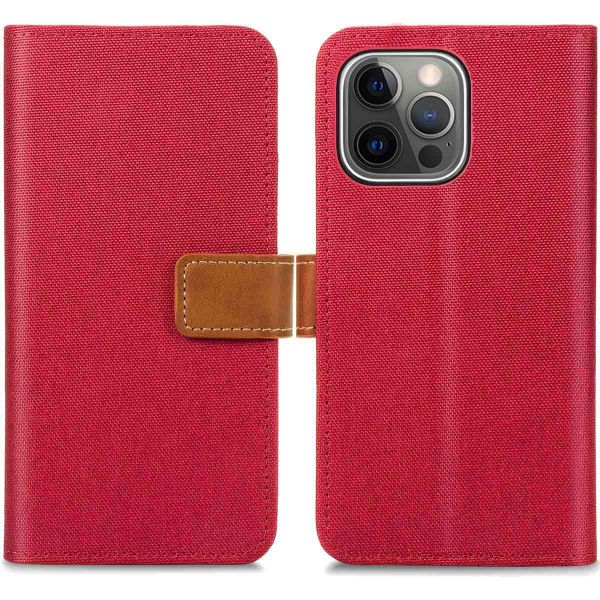 imoshion Étui de téléphone portefeuille Luxe Canvas iPhone 13 Pro - Rouge