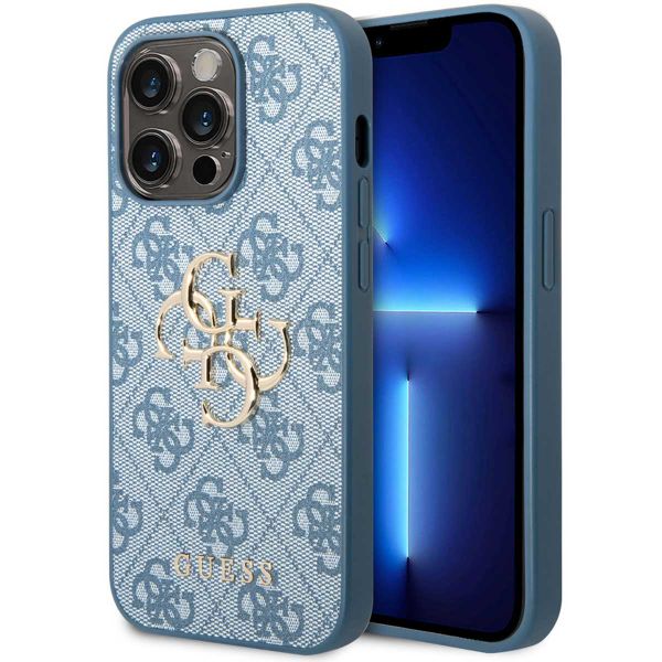 Guess Coque 4G Metal Logo Backcover iPhone 14 Pro - Bleu