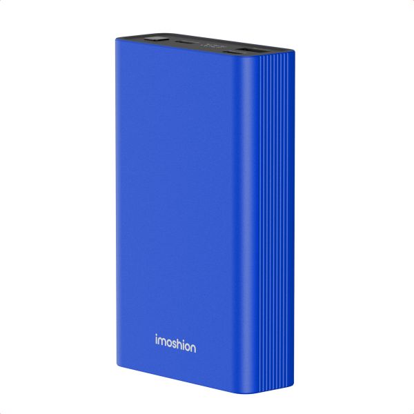 imoshion Ultra Series Aluminium | Batterie externe 20.000 mAh - Charge rapide jusqu'à 33 watts - Bleu Cobalt