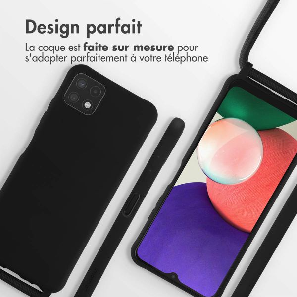 imoshion ﻿Coque en silicone avec cordon Samsung Galaxy A22 (5G) - Noir