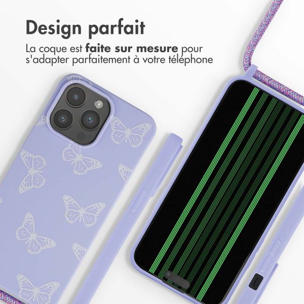 imoshion Coque design en silicone avec cordon Apple iPhone 15 Pro Max - Butterfly