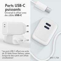 imoshion Adaptateur secteur 35 watts | 2x USB-C - Blanc