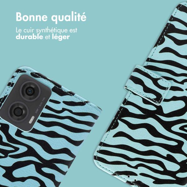 imoshion Étui de télephone portefeuille Design Motorola Moto G24 Power - Black Blue Stripes