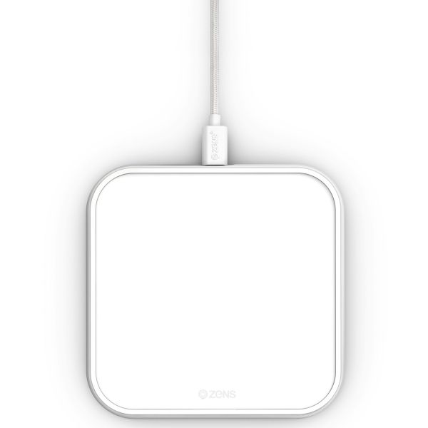 Zens Chargeur simple en aluminium sans fil - Chargeur sans fil - 10 Watt - Blanc 