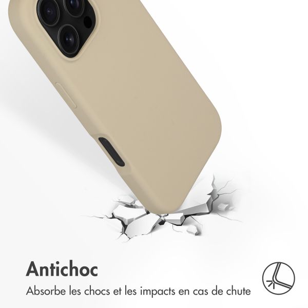 Accezz Coque Liquid Silicone avec MagSafe Apple iPhone 16 Pro - Stone