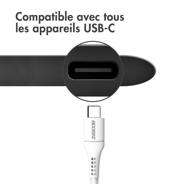 Accezz Câble USB-C vers USB-C - 2 mètres - Blanc