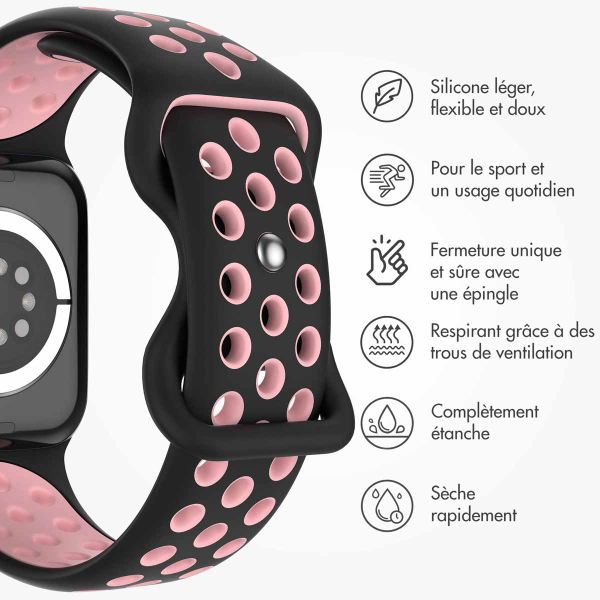 imoshion Bracelet sport⁺ Apple Watch Series 1 á 9 / SE (38/40/41 mm) | Series 10 / 11 (42 mm) - Taille S/M - Black Pink