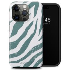 Selencia Coque arrière Vivid Tough iPhone 15 Pro - Colorful Zebra Pine Blue