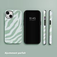 Selencia Coque arrière Vivid Tough iPhone 14 - Colorful Zebra Sage Green