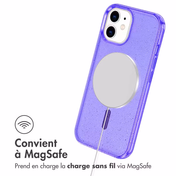 imoshion Coque Pailletée avec MagSafe Apple iPhone 12 (Pro) - Paillettes Violet