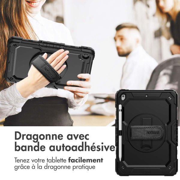 Accezz ﻿Coque arrière robuste avec bandoulière iPad 9 (2021) 10.2 pouces / iPad 8 (2020) 10.2 pouces / iPad 7 (2019) 10.2 pouces - Noir