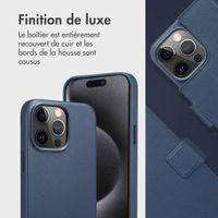 Accezz Étui de télephone portefeuille en cuir 2-en-1 avec MagSafe Apple iPhone 15 Pro Max - Nightfall Blue