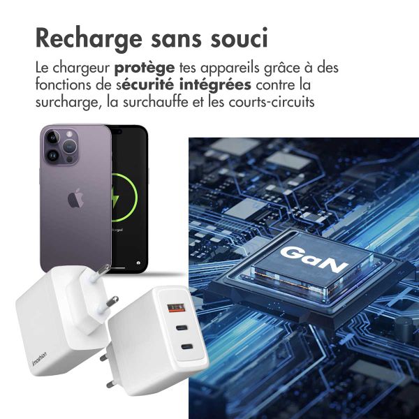 imoshion Adaptateur secteur 65 watts | 2x USB-C + 1x USB-A - Blanc