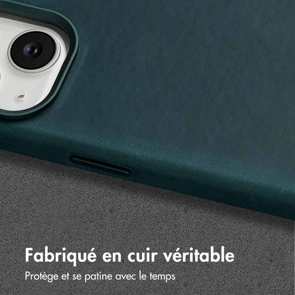 Accezz Coque MagSafe en cuir vintage Apple iPhone 14 - Smokey Green