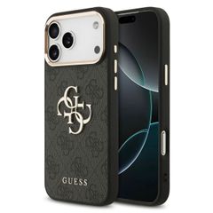 Guess Coque 4G Metal Logo Backcover Apple iPhone 17 Pro Max - Gold Edge - Black