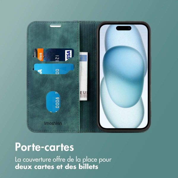 imoshion Étui de téléphone portefeuille Slim Apple iPhone 15 - Vert