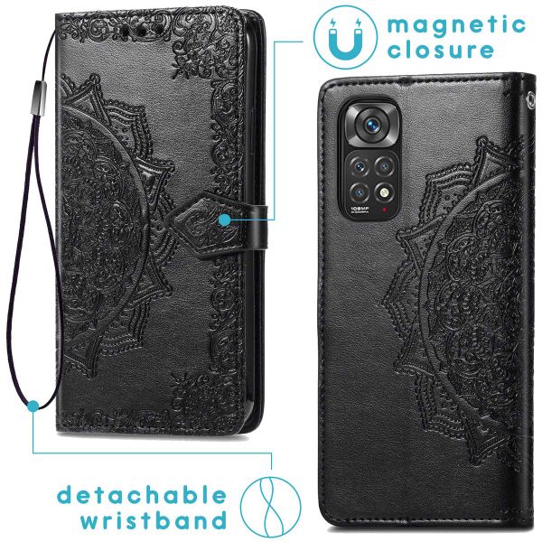 imoshion Etui de téléphone portefeuille Mandala Xiaomi Redmi Note 11 (4G) / Note 11S (4G) - Noir