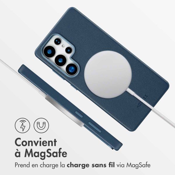 Accezz Coque arrière en cuir avec Magsafe Samsung Galaxy S25 Ultra - Nightfall Blue