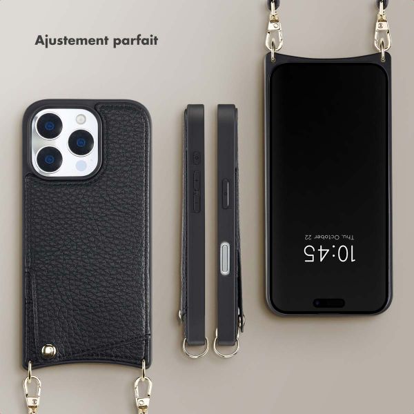 Selencia Coque arrière avec cordon et porte-cartes Nova iPhone 16 Pro - Noir