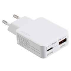 Accezz Chargeur GaN Ultra Slim - USB-C + USB-A - 45 W - Blanc