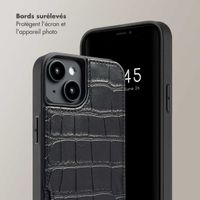 Selencia Coque Croco avec cordon et porte-cartes Nova iPhone 14 - Black