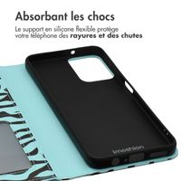 imoshion Étui de télephone portefeuille Design Motorola Moto G34 - Black Blue Stripes