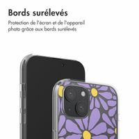 imoshion Coque design pour iPhone 15 - Tropical Violet Flowers Connect