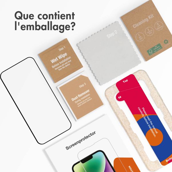 Accezz Protecteur d'écran intégral triple résistance avec applicateur Apple iPhone 14 Pro Max / 15 Plus / 16 Plus - Transparent