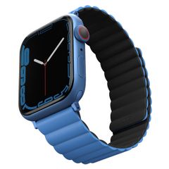 Uniq Bracelet Revix réversible Apple Watch Series 1 t/m 11 / SE / Ultra (44/45/46/49 mm) - Caspian (Blue/Black)