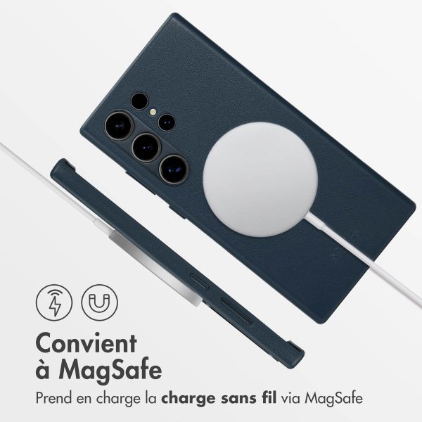 Accezz Coque arrière en cuir avec MagSafe Samsung Galaxy S24 Ultra - Nightfall Blue