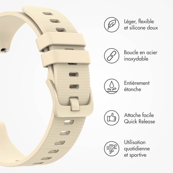 imoshion Bracelet sport en silicone avec boucle - Connexion universelle 22 mm - Beige