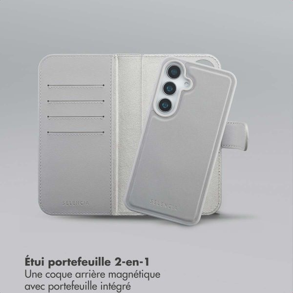 Selencia Étui portefeuille amovible Olyn avec MagSafe Samsung Galaxy S24 / S25 - Gris