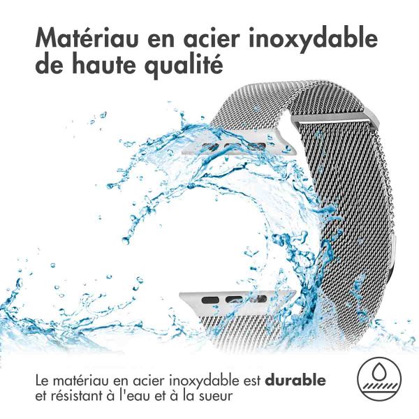 imoshion Bracelet magnétique milanais Apple Watch Series 1 - 11 / SE / Ultra (44/45/46/49 mm) - Taille S - Argent