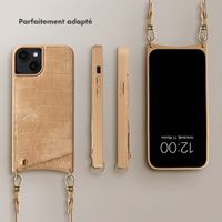 Selencia Coque de télephone Nova Croco avec cordon et porte-cartes Apple iPhone 14 / 13 - Toasted Almond