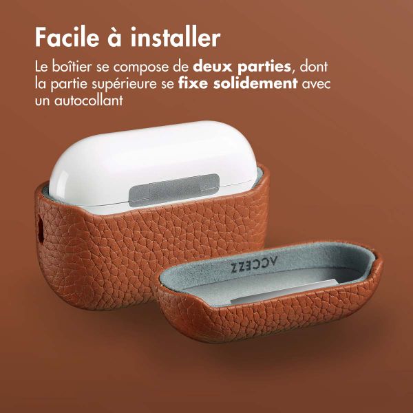 Accezz Coque en Cuir véritable Apple AirPods Pro 2 - Cognac