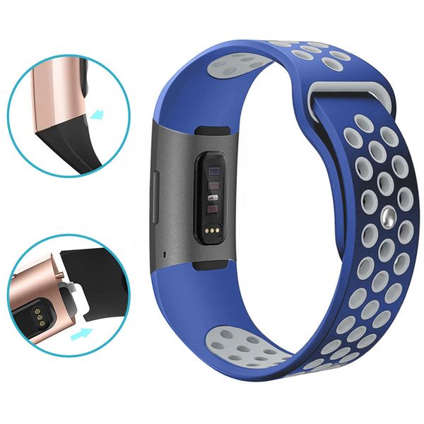 imoshion Bracelet sportif en silicone Fitbit Charge 3 / 4 - Bleu