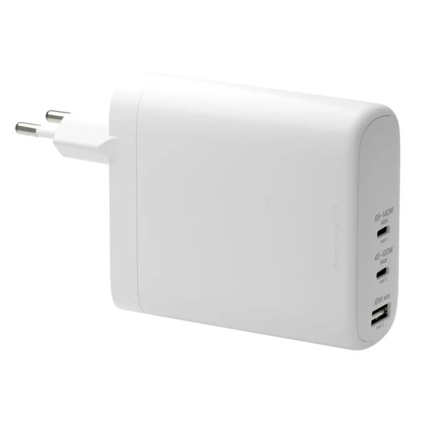 dbramante1928 re-charge | Chargeur Secteur - USB-C 140 watts + USB-C 100 watts + USB-A 18 watts - Blanc