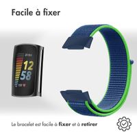 imoshion Bracelet en nylon le Fitbit Charge 5 / Charge 6 - Taille S - Bleu / Vert