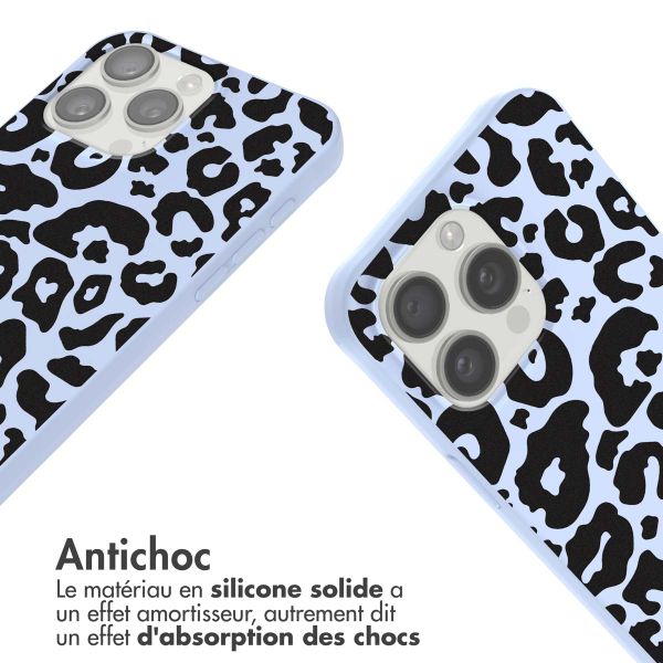 imoshion Coque design en silicone avec cordon Apple iPhone 15 Pro Max - Animal Lila