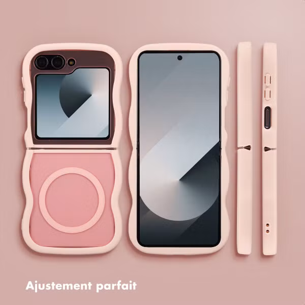 Selencia Coque arrière Wavy avec MagSafe Samsung Galaxy Z Flip 6 - Soft Pink