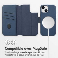 Accezz Étui de téléphone portefeuille en cuir 2-en-1 avec MagSafe iPhone 15 - Nightfall Blue